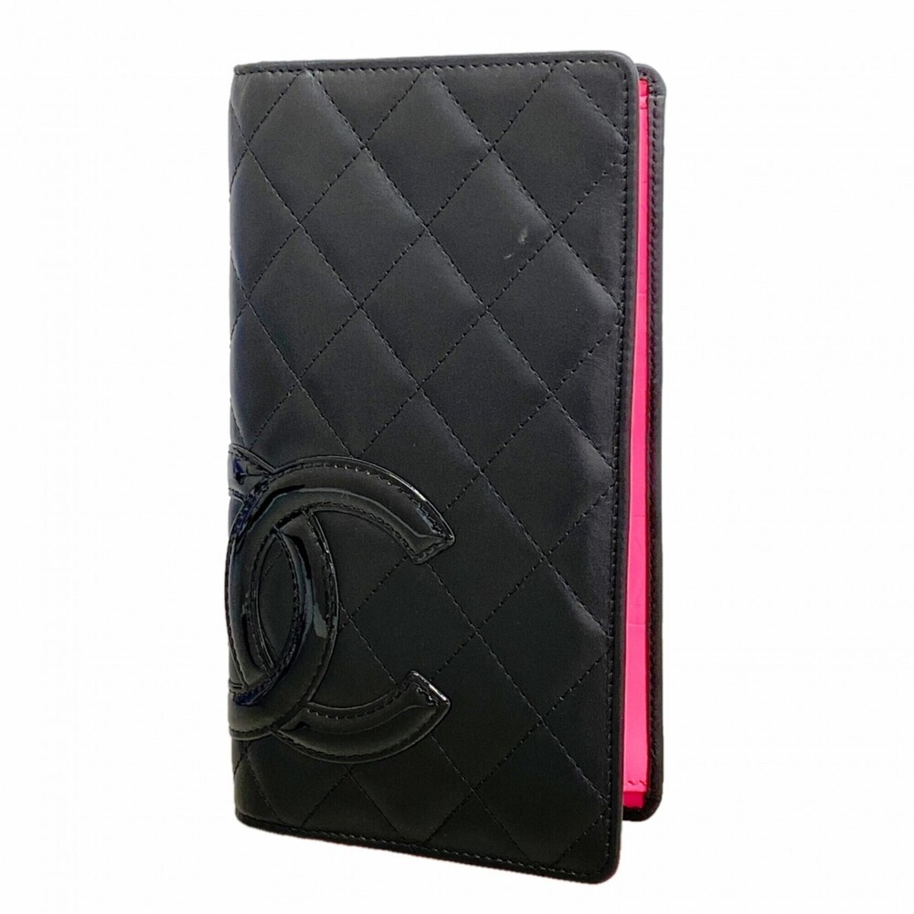 CHANEL Black Lambskin Leather Wallet